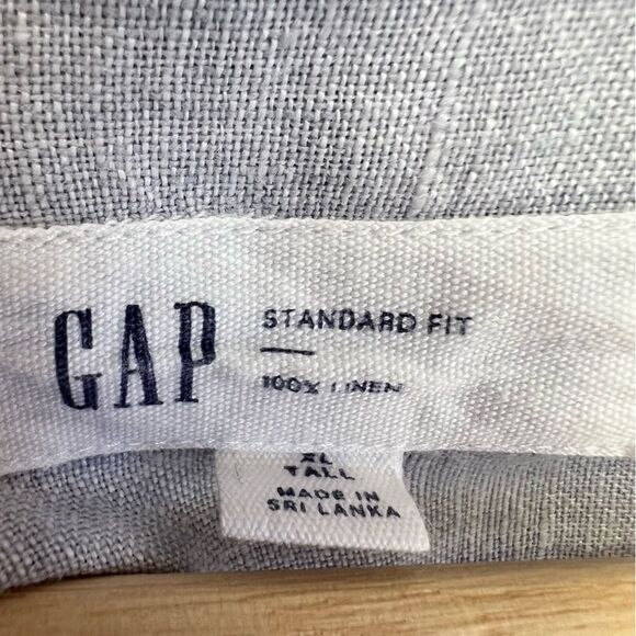 Gap 100% Linen Blue Size XL Tall Coastal Spring Summer Classic - Picture 6 of 9